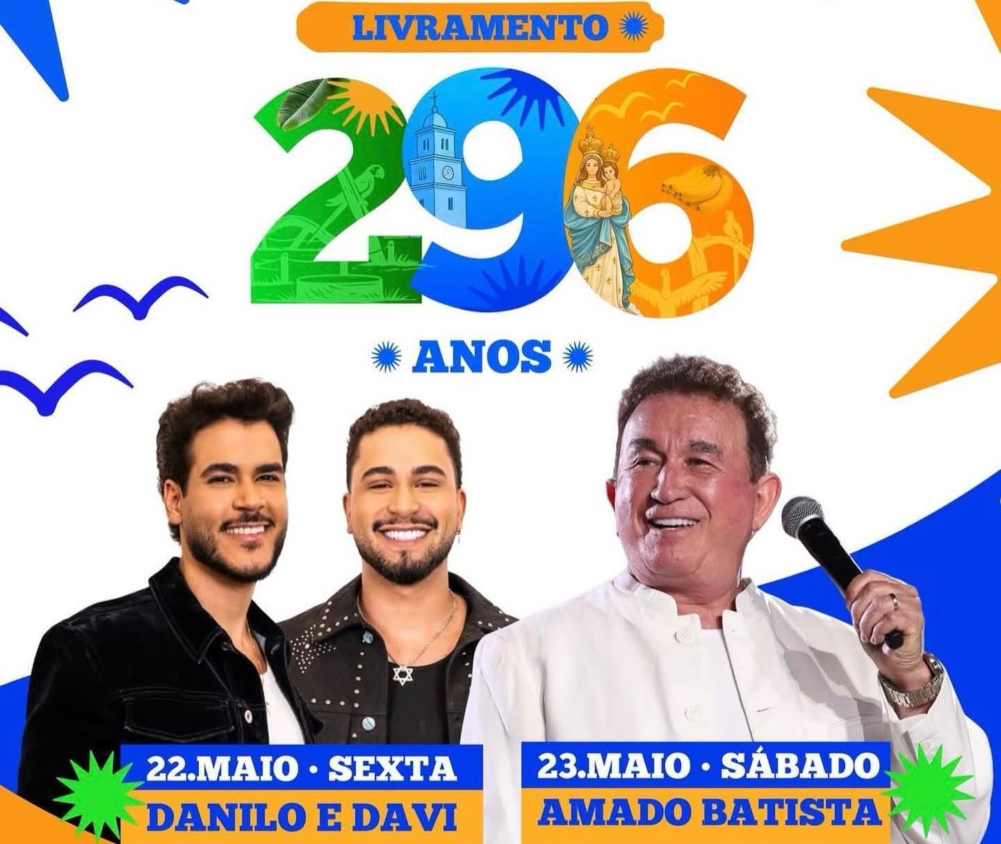 LIVRAMENTO CELEBRA 296 ANOS COM GRANDES SHOWS E PROGRAMAÇÃO ESPECIAL