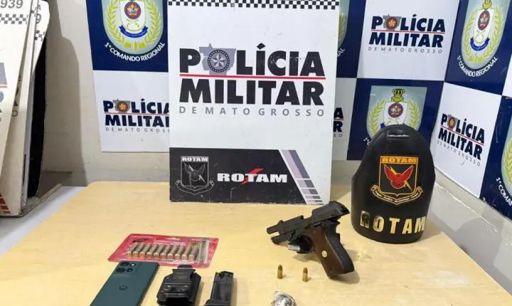 Rotam prende dois homens e apreende pistola em Cuiabá